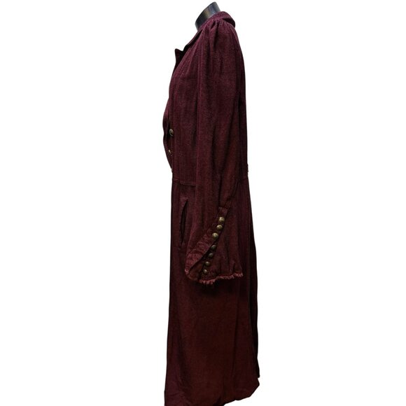 Free People Long Double-Breasted Coat Wine Red Size L - Picture 5 of 10